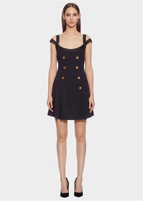 versace medusa button top stitch dress